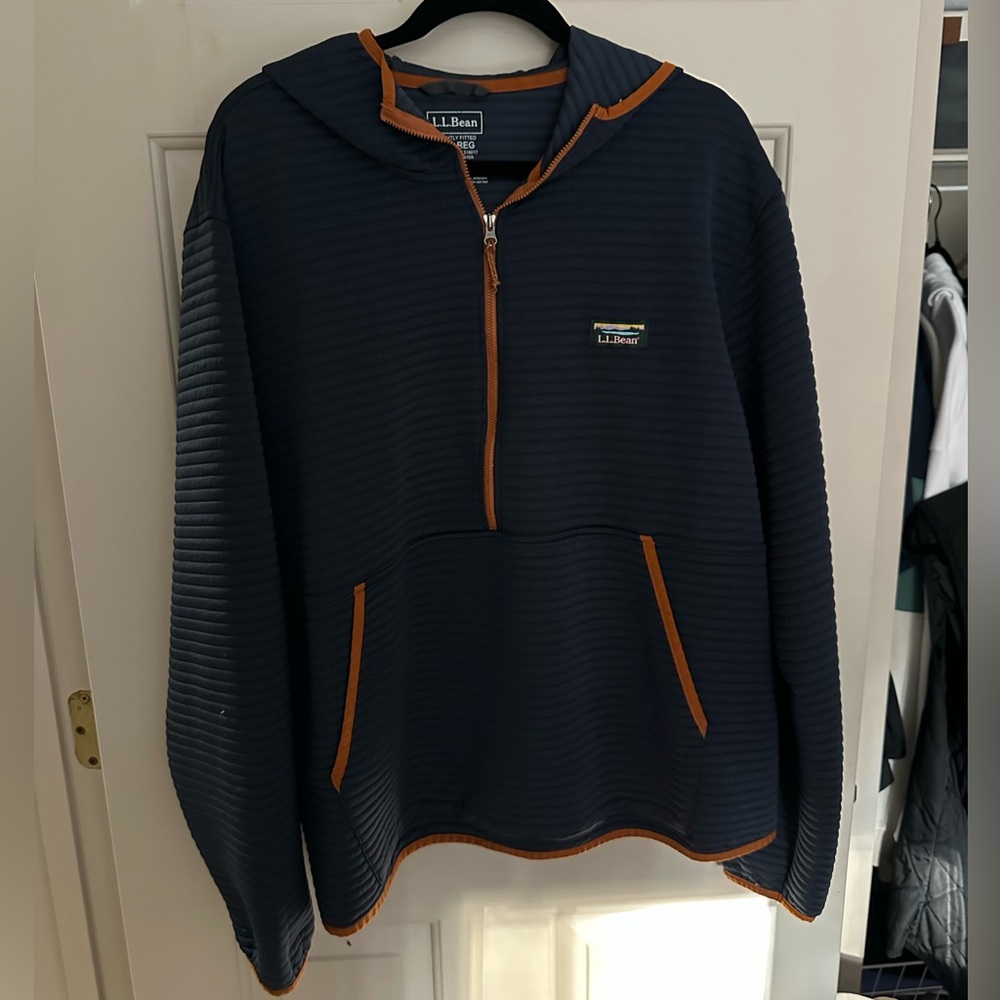 L.L. Bean Men's XXL Reg Airlight Knit Quarter Zip Pullover with Hood